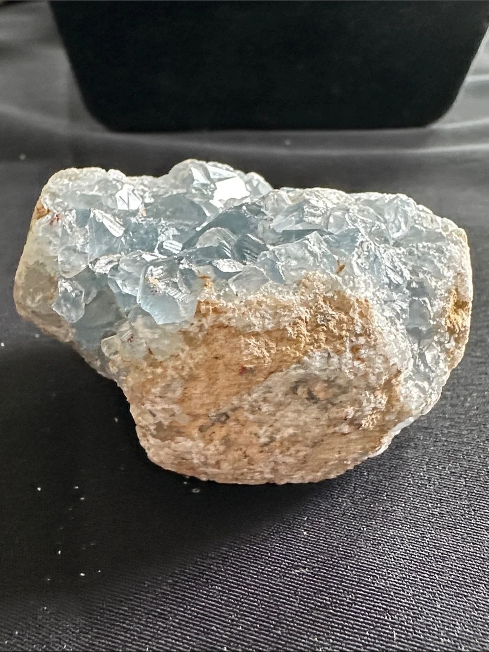Celestine NWOT genuine gemstone geode. Sky blue crystal clusters